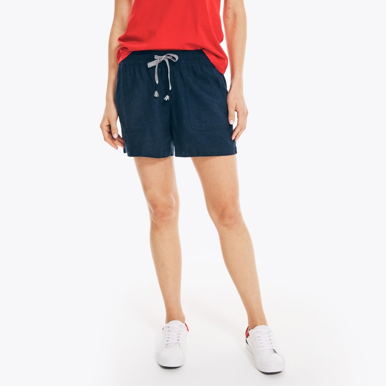 Women's Nautica 4.5" Linen-blend Pull-on Shorts Blue | 9s9zSuCK