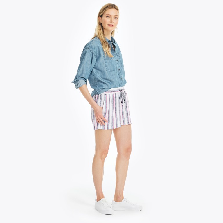 Women's Nautica 4.5" Striped Pull-on Shorts White | Og8KUKFy