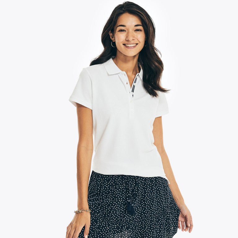 Women's Nautica 5-button Polo Shirts White | JorbpeD2