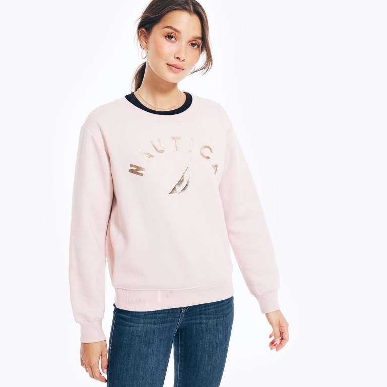 Women's Nautica Logo Graphic Sweatshirts Pink | WLWWPwtp