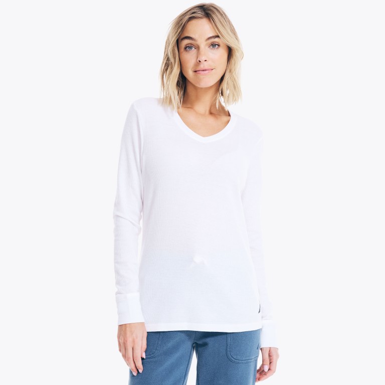 Women's Nautica Long-sleeve V-neck Thermal Base Layer Light Yellow | z9vVsFBp