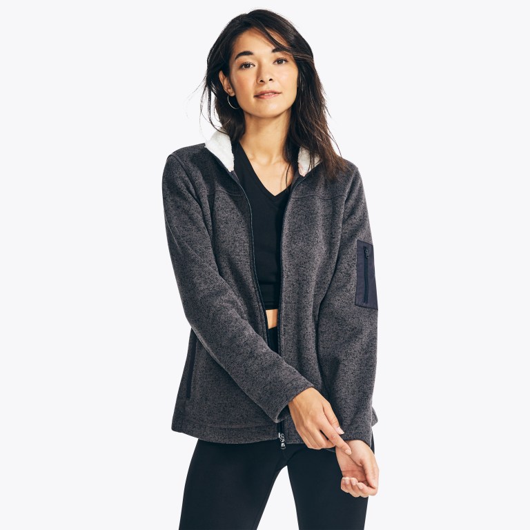 Women's Nautica Mock-neck Fleece Sweatshirts Black | cKVaVM6A