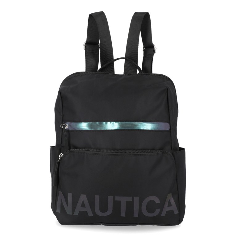 Women's Nautica Nylon Logo Backpack Handbag Black | 6qtxOhm3