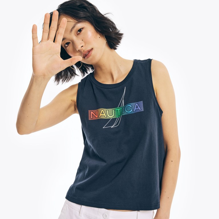 Women's Nautica Pride Graphic Tank T Shirts Blue | V5T8YWf1