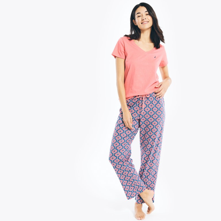 Women's Nautica Printed Pajama Set Sleepwear Blue | 0wGkquzu