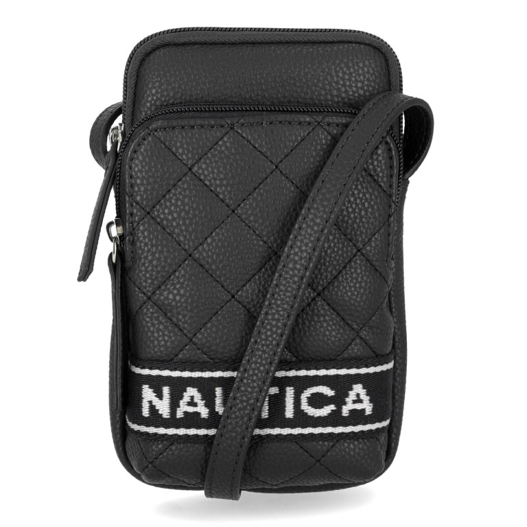 Women's Nautica Quilted Phone Crossbody Handbag Black | u6GZpuNC